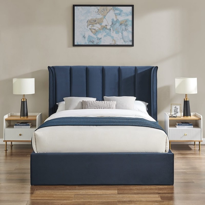 LL Polaris Navy 4ft6 Double Ottoman Bed Frame